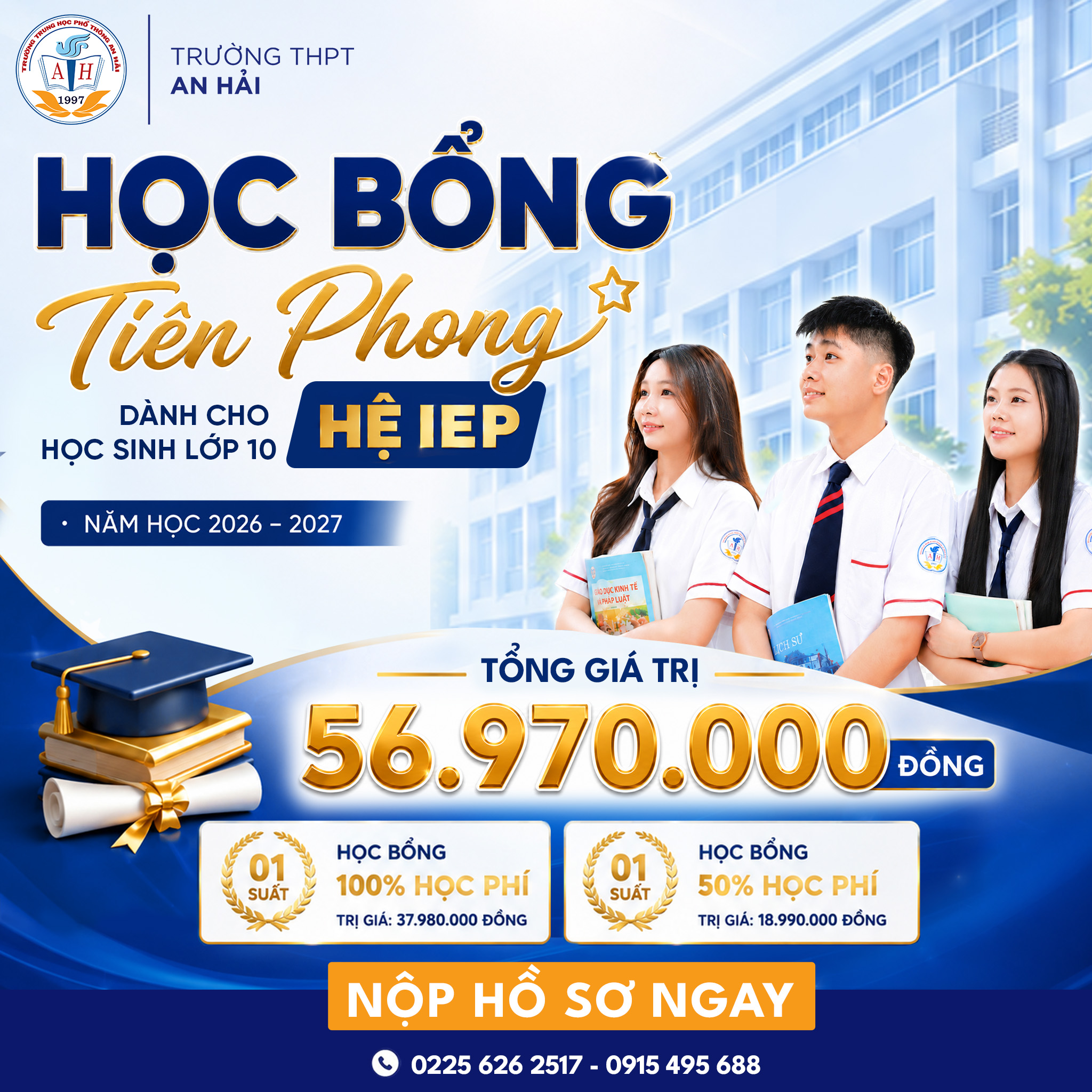 THPT An Hải trao 02 suất học bổng dành cho học sinh Lớp 10 Hệ IEP Năm Học 2026–2027